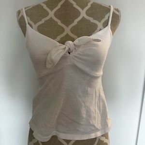 White bow detail summer tank top